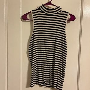 Gap Striped Sleeveless Mock Turtleneck